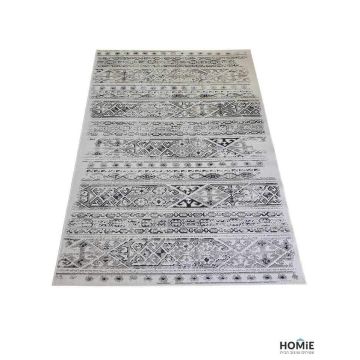 שטיח חבל גיאומטרי שבטי אתני איכותי דגם וויסטלר 12/286 לסלון, לחדר שינה, למטבח ושאר חלל הבית בצבע אפור ושחור. 