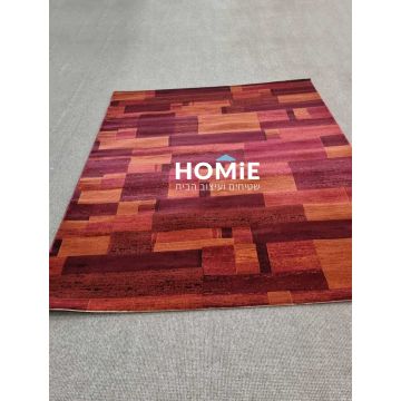 שטיח טלאים גיאומטרי מודרני בורדו, דגם דונטלו 54/10, צילום אנכי.

