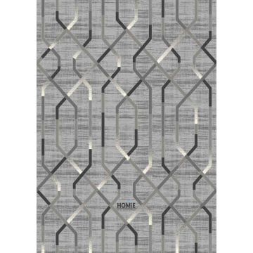 שטיח גיאומטרי מודרני יוקרתי דגם קלי 03/95 בצבע אפור, שחור וכסף. השטיח ישתלב יפה בסלון, בחדר שינה, בחדר ילדים, באמבטיה, במטבח, במסדרון, בפינת אוכל, בחדר עבודה ובמשרד. 