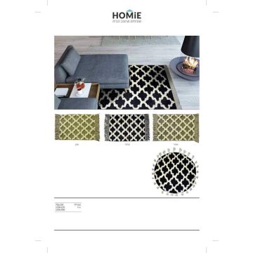 שטיח גיאומטרי מעויינים 100% כותנה עבודת יד לסלון, לחדר שינה, למטבח ושאר חלל הבית דגם אסטוניה. 