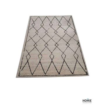 שטיח גיאומטרי מעויינים איכותי לסלון דגם ורוניקה 02/260 בצבע בז', שחור ואפור. 