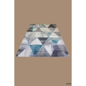 שטיח גיאומטרי מעויינים/משולשים מודרני איכותי דגם וגאס 15/59 בצבע אפור וטורקיז לסלון, לחדר שינה, לחדר ילדים, למסדרון, לפינת אוכל, למטבח ולמשרד. 