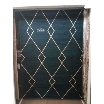 שטיח גיאומטרי מעויינים מודרני איכותי דגם ורוניקה 12/397 בצבע טורקיז שמנת לסלון, לחדר שינה, לחדר ילדים, לאמבטיה, למסדרון, למטבח, לפינת אוכל, לחדר עבודה ולמשרד. 