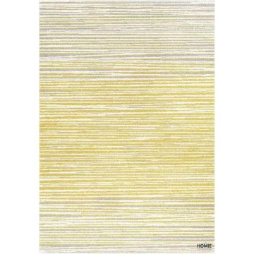 שטיח גיאומטרי פסים א-סימטריים איכותי לסלון, לחדר שינה, לחדר ילדים, למטבח ושאר חלל דגם עמנואל 83/853 בצבע חרדל ואפור.