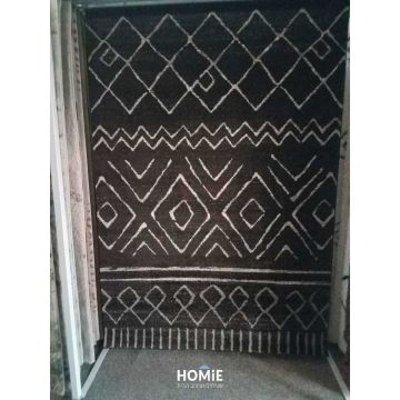 שטיח גיאומטרי שבטי מעויינים מודרני איכותי דגם ורוניקה 08/290 בצבע חום בז' סלון, חדר שינה, חדר ילדים ועוד.