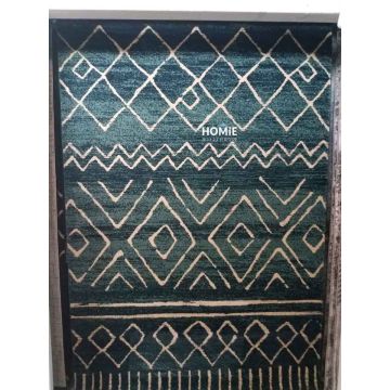 alt="שטיח גיאומטרי שבטי דגם ורוניקה 08/437 בצבע טורקיז ושמנת, מעוינים בעיצוב סקנדינבי מודרני – שטיח איכותי לבית