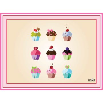 שטיח פי וי סי (PVC) צבעוני דגם קאפקייקס צבעוניים
