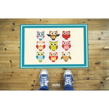 שטיח פי וי סי (PVC) צבעוני דגם ינשופים צבעוניים