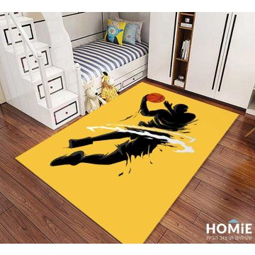 שטיח לחדר ילדים דגם שחקן כדורסל בצבע צהוב שחור. השטיח מתאים גם לבתי ספר וגני ילדים. 