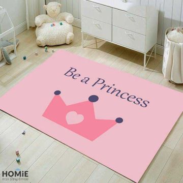שטיח מודרני לחדר ילדים דגם Be a Princess (תהיי נסיכה) בצבע ורוד. השטיח האיכותי והמיוחד יתאים גם לחדר תינוקות, חדר אורחים, פינת משחקים, גן ילדים ובית ספר.