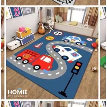 שטיח לחדר ילדים צבעוני דגם כבישים/מסלולים 03. שטיח חיי עיר נהדר למשחק עם מכוניות וצעצועים.