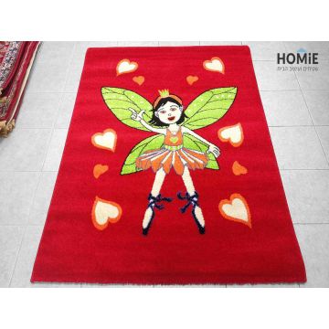 שטיח איכותי לחדר ילדים/תינוקות, גן ילדים דגם פיה רקע אדום. 