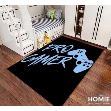 שטיח לחדר ילדים דגם סוני פלייסטיישן Pro Gamer בצבעי שחור תכלת. השטיח מתאים גם לבתי ספר וגני ילדים. 