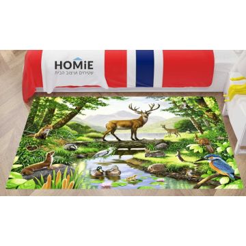 שטיח לחדר ילדים דגם חיות בטבע. השטיח מתאים גם לגן ילדים ובית ספר.