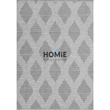 שטיח למטבח/מסדרון בוהו גיאומטרי מודרני מעויינים אפור כהה שמנת דגם מיקונוס 04.