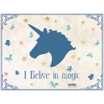 שטיח פי וי סי (PVC) דגם חד-קרן כחול