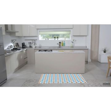 שטיח ויניל איכותי פי וי סי (PVC) לינולאום בהדפסה איכותית עם שכבה נגד החלקה דגם כוכבים חום תכלת. 