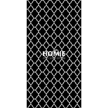 שטיח גומי למטבח וינטג' מעויינים שחור לבן דגם מדריד 51. השטיח היוקרתי בסגנון הכפרי יתאים גם לסלון, חדר שינה ואמבטיה.