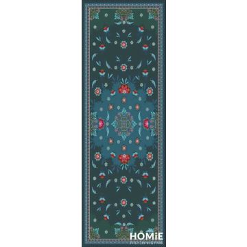 שטיח גומי למטבח וינטג' פרחוני טורקיז ירוק אדום דגם מדריד 61. השטיח היוקרתי יתאים גם לסלון, חדר שינה, חדר ילדים ואמבטיה.