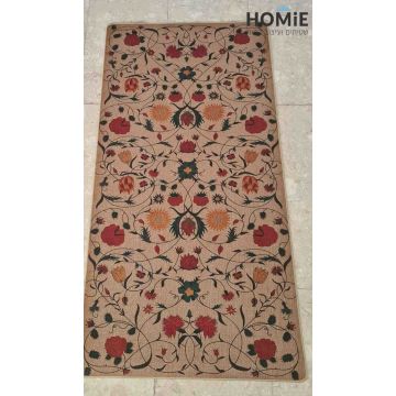 שטיח גומי למטבח דגם מדריד 62 פרוס על הרצפה – וינטג' פרחוני בצבעי בז' צבעוניים