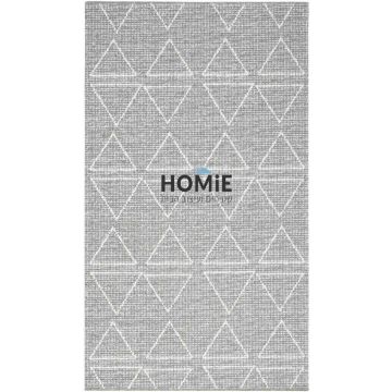 שטיח למטבח/מסדרון בוהו גיאומטרי מודרני משולשים אפור בהיר שמנת דגם מיקונוס 01. 