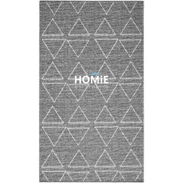 שטיח למטבח/מסדרון בוהו גיאומטרי מודרני משולשים אפור כהה שמנת דגם מיקונוס 02. 