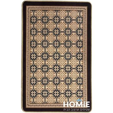 שטיח גומי דגם קוויבק 62, וינטג' גיאומטרי בעיטורים חום ובז', מוצג בשלמותו, מתאים למטבח וחללי בית שונים