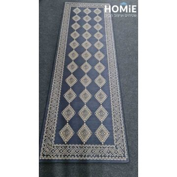 שטיח גומי למטבח וינטג' קלאסי גיאומטרי כחול בז' דגם מדריד 34. השטיח מתאים גם לאמבטיה.