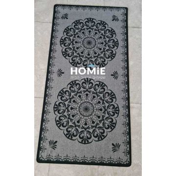 שטיח גומי למטבח וינטג' קלאסי מנדלות אפור שחור דגם מדריד 36. השטיח יתאים גם לאמבטיה.