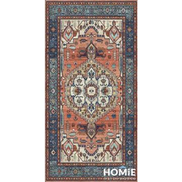 שטיח גומי וינטג' כחול בריק דגם מדריד 43 – מדליון קלאסי למטבח או סלון - מוצג בשלמותו

