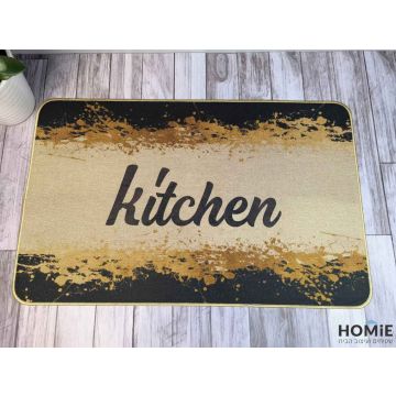 שטיח גומי למטבח אבסטרקטי דקורטיבי מודרני שחור בז' Kitchen דגם קוויבק 12. השטיח היוקרתי יתאים לשאר חלל הבית (כניסה לבית, אמבטיה, מסדרון, חדר שינה, חדר ילדים/תינוקות, מרפסת, גינה) וגם למשרדים, מסעדות ואולמות אירועים.