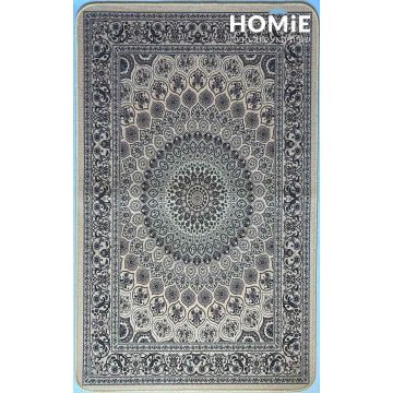 שטיח גומי וינטג' מודרני דגם קוויבק 15, מוצג במלואו, מנדלה מרכזית בצבעי בז' ואפור, מתאים למטבח וחללי בית שונים