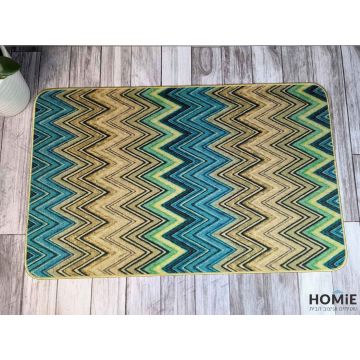 שטיח גומי למטבח גיאומטרי מודרני דקורטיבי צבעוני זיגזג דגם קוויבק 34. השטיח היוקרתי יתאים לשאר חלל הבית (כניסה לבית, אמבטיה, מסדרון, חדר שינה, חדר ילדים/תינוקות, מרפסת, גינה) וגם למשרדים, מסעדות ואולמות אירועים.