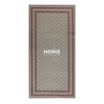 שטיח גומי למטבח וינטג' מודרני גיאומטרי מסגרת מעויינים חום בז' דגם קוויבק 50. 