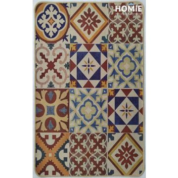 שטיח גומי למטבח וינטג' גיאומטרי אקלקטי טלאים מנדלות צבעוניות דגם קוויבק 39. 