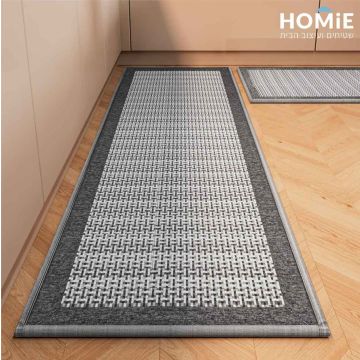 שטיח מודרני למטבח ג'קארד שניל אפור דגם לאונרדו 02. השטיח הכפרי יתאים לעוד חללים בבית.