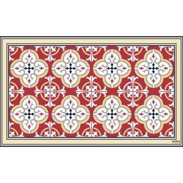 שטיח למטבח פי וי סי (PVC) בורדו בז' דגם עופרי