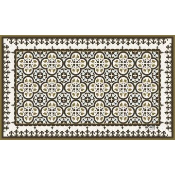 שטיח למטבח פי וי סי (PVC) חום ירוק ותכלת דגם מדיסון