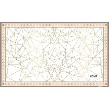 שטיח למטבח פי וי סי (PVC) זהב אפור דגם אבסטרקט מוזהב