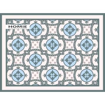 שטיח למטבח פי וי סי (PVC) אפור תכלת דגם פלאיה