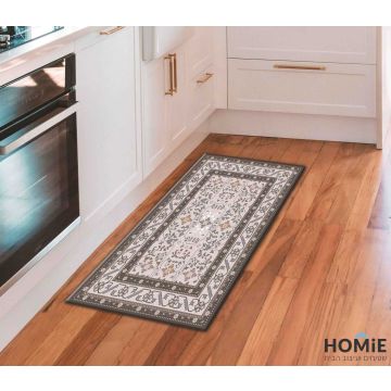 שטיח פי וי סי (לינולאום) למטבח וינטג' פרחוני דגם קנדריק 02. השטיח הצבעוני ישתלב גם לשאר החללים בבית ומחוצה לו (משרד, אולם אירועים ועוד).