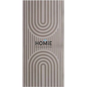 שטיח פי וי סי (לינולאום) למטבח גיאומטרי מודרני קשתות דגם קנדריק 09 בצבעי חום בז'. 