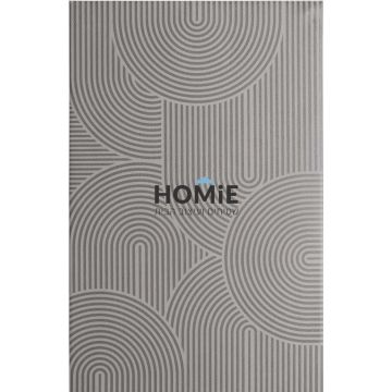 שטיח פי וי סי (לינולאום) למטבח גיאומטרי מודרני קשתות דגם קנדריק 10 בצבע טאופ (אפור-חום)