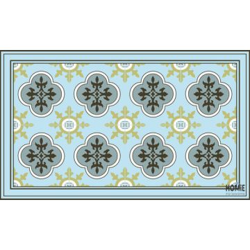 שטיח למטבח פי וי סי (PVC) תכלת דגם פאלם ביץ'