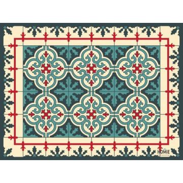 שטיח למטבח פי וי סי (PVC) טורקיז אדום דגם 300