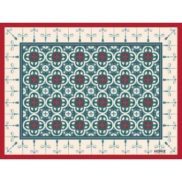 שטיח למטבח פי וי סי (PVC) טורקיז דגם הסלע האדום