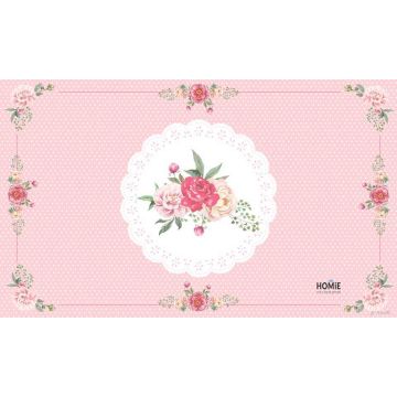 שטיח למטבח פי וי סי (PVC) וינטג' דגם תחרה ורודה