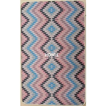 שטיח גומי למטבח וינטג' גיאומטרי אבסטרקטי מודרני זיגזג מעויינים צבעוני דגם קוויבק 19