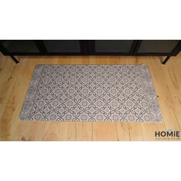 שטיח גומי למטבח וינטג' קלאסי גיאומטרי מנדלות צבע חום בז' דגם קוויבק 25.