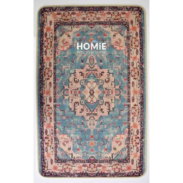 שטיח גומי למטבח וינטג' קלאסי מודרני פרחוני מדליון טורקיז דגם קוויבק 31. השטיח היוקרתי מתאים גם לשאר חלל הבית (אמבטיה, מסדרון, חדר שינה, חדר ילדים ועוד) ויכניס לשם המון סטייל, נוכחות, שונות ומיוחדות. 